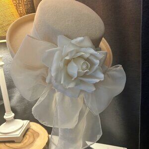 Vintage Delisa Hat Off White - Beige Felt Fashion Wedding